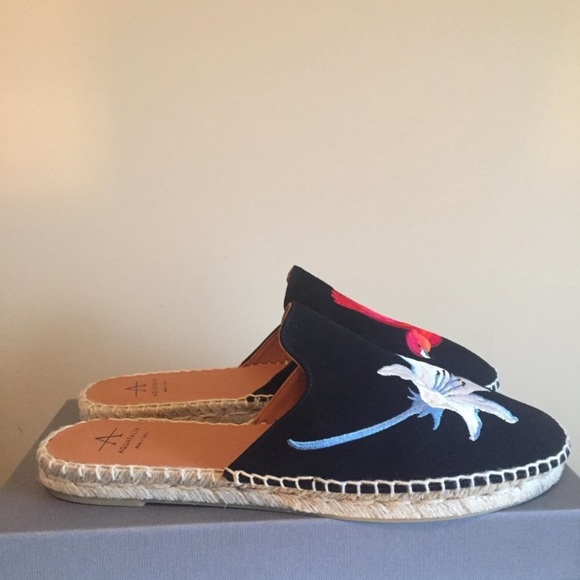 Aquatalia Blair Black Espadrille Embroidered Mule - Picture 3 of 5